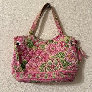 Vera Bradley Vintage Petal Pink Pattern Snap
Closure Mini Purse Side Ties